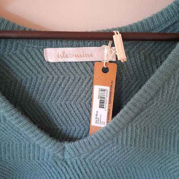 Cosy Teal Knit V-Neck Winter Sweater Jumper NWT - Picture 13 of 14